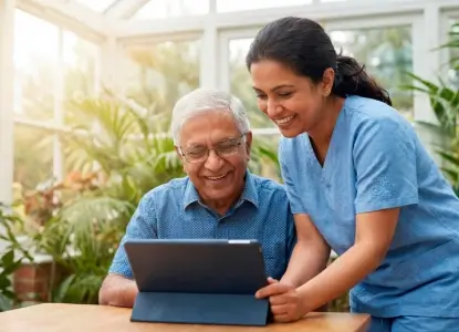 Trained nurse providing nursing care at home