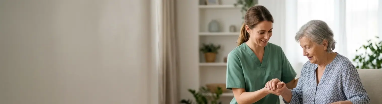 MAX H CARE caregiver comforting a senior at home in Chennai