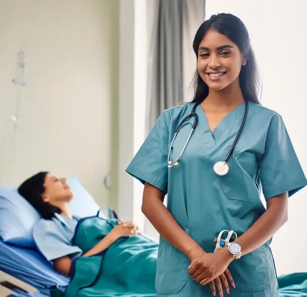 Healthcare professional attending to a patient of every stage of care