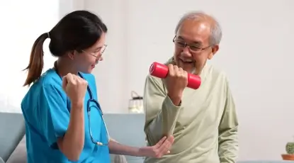 Trained nurse providing nursing care at home
